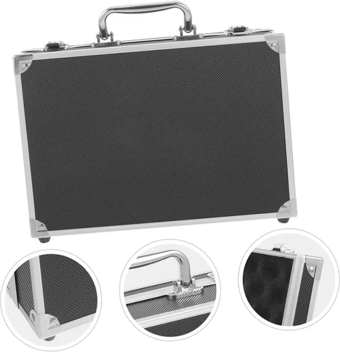 Vista 9 de Caja de herramientas de aluminio rígido para hombres Caja de aluminio con forro de esponja Portátil Caja de almacenamiento de herramientas duras