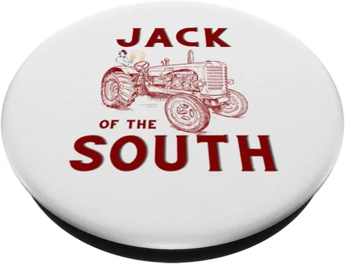 Vista 2 de Jack of the South Pollo en tractor rojo Vida de granja PopSockets estándar PopGrip