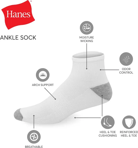 Vista 2 de Hanes mens Hanes Men's Socks, X-temp Lightweight Socks, Crew and Ankle, 12-pack