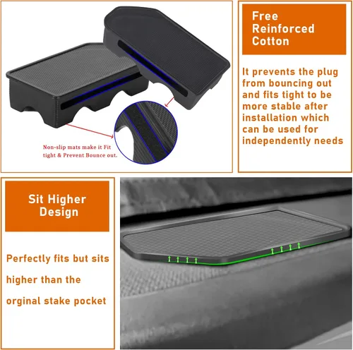 Vista 4 de WDG - Fundas de bolsillo para riel de cama para GMC Sierra 1500 2014-2018, 2 paquetes Para Chevy Silverado 2014-2018, para Silverado/Sierra