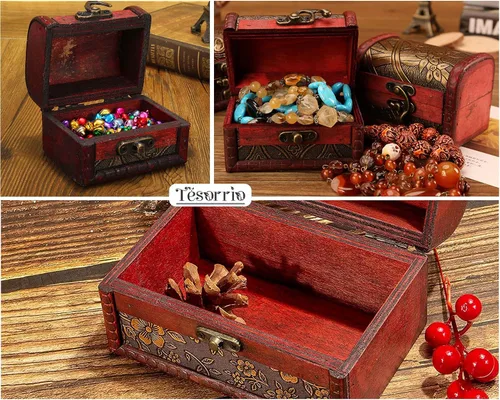 Vista 7 de Baost - Caja de almacenamiento de madera con cerradura de metal, estilo vintage, 1 unidad