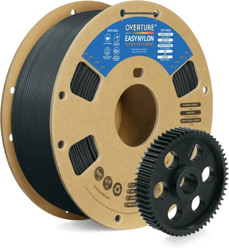 Vista 10 de OVERTURE - Filamento de Nylon 1.75mm para impresora 3D, carrete de poliamida (PA) de 1 kg (2.2 libras), precisión dimensional +/- 0.02 mm, Negro