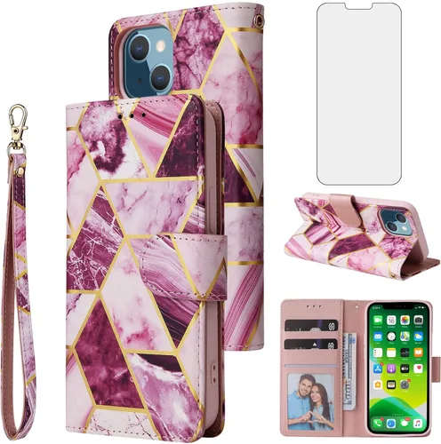 Vista 9 de Asuwish Funda compatible con iPhone 13 Mini de 5.4 pulgadas y protector de pantalla de vidrio templado, tarjetero para iPhone 13minicase i iPhone13