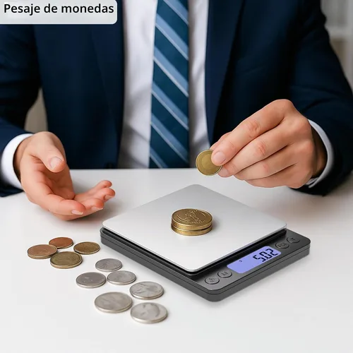 Vista 5 de SKEAP Báscula digital para joyeros y coleccionistas, escala digital de monedas con pantalla LCD retroiluminada, función de tara, ideal para piedras