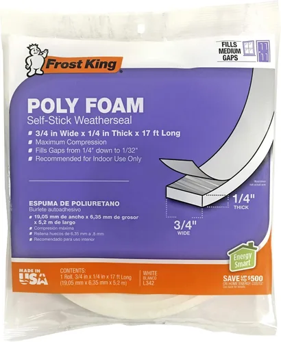 Vista 7 de Frost King L344H Cinta de Sellado Climático de Espuma de Polímero Autoadhesiva con Celda Abierta y Máxima Compresión, Blanco 1-1/2 pulgadas de Ancho