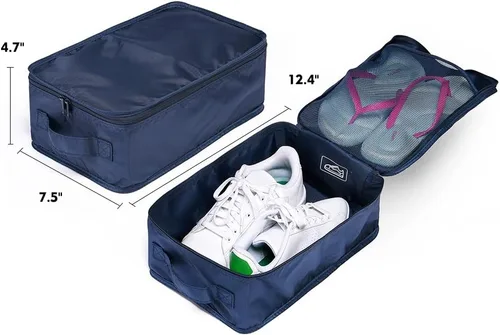 Vista 4 de JJ POWER Bolsas de viaje para zapatos, plegables e impermeables, organizador de doble capa, marino, Uso diario