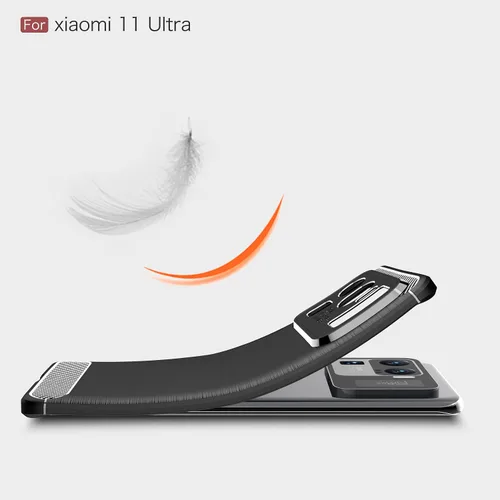Vista 7 de Funda compatible con Xiaomi Mi 11 Ultra, cubierta de diseño de textura de fibra de carbono, funda de absorción de impactos diseñada para Xiaomi Mi