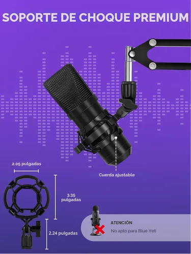 Vista 8 de InnoGear Soporte de Micrófono con Brazo Articulado para Blue Yeti HyperX QuadCast S SoloCast Snowball Fifine K669B y otros Micrófonos