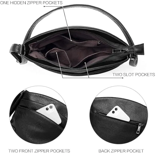 Vista 2 de CLUCI Bandolera para mujer pequeña de cuero monedero de viaje señoras diseñador triple bolsillos vintage bolsos de hombro bolsas de cera de aceite