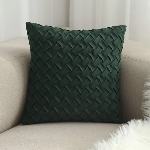 Vista 10 de vctops Funda de Almohada Decorativa con Patrón de Tejido de Canasta Boho, Gamuza Súper Suave, Funda de Cojín de Acento Cuadrada Sólida para Sillón