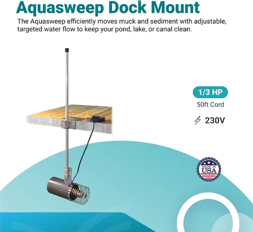 Vista 3 de Scott Aerator Aquasweep - Soporte de muelle – 1/3 caballo de potencia 230 V 50 pies cable – Circulador de agua Agitador de agua Motor de agua