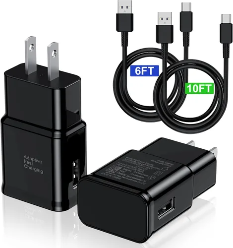 Vista 10 de Cargador tipo C de carga rápida, paquete de 2 bloques de carga USB C Android para teléfono y cable de carga de 3 pies, para Samsung Galaxy S8/S9/S10