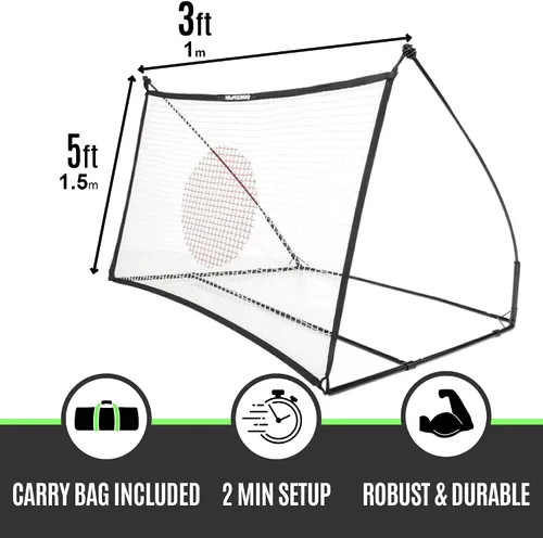 Vista 4 de QuickPlay Red de rebote Spot Target para fútbol Red de rebote resistente al clima con bolsa de transporte Ideal para práctica de pases