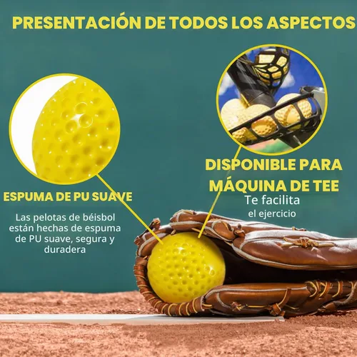 Vista 4 de Paquete de 24 cubos de pelotas de béisbol con hoyuelos para máquina de lanzar – Pelotas de práctica para golpear y disparar, pelotas de béisbol