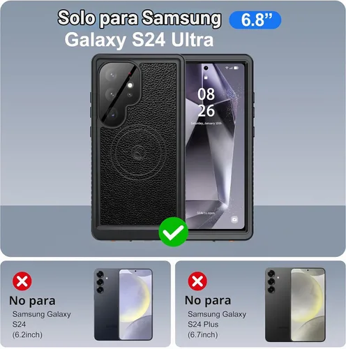 Vista 2 de ANTSHARE Funda impermeable IP68 para Samsung Galaxy S24 Ultra, compatible con MagSafe, protector de pantalla y lentes integrado, protección