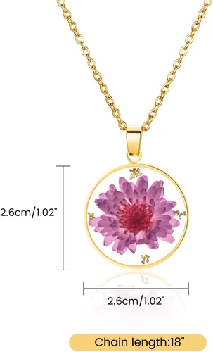 Vista 36 de Pressed Flower Necklace Gift for Women Personalized Handmade Necklaces Birth Flower Necklace