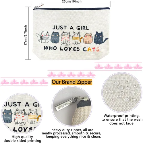 Vista 3 de ancpeany Regalos de gato para mujeres, bolsa de maquillaje para mujeres, regalos para amantes de los gatos, regalo de dama con temática de gatos