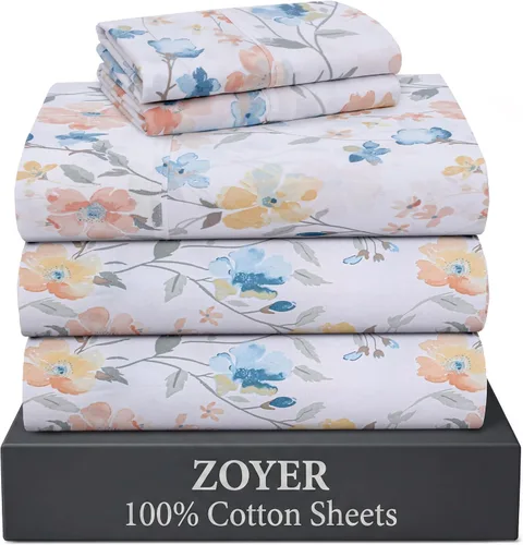 Vista 16 de ZOYER Sábanas de 100 % algodón percal tamaño individual, refrescantes y transpirables, duraderas, con una sensación nítida, suave y cómoda, bolsillo