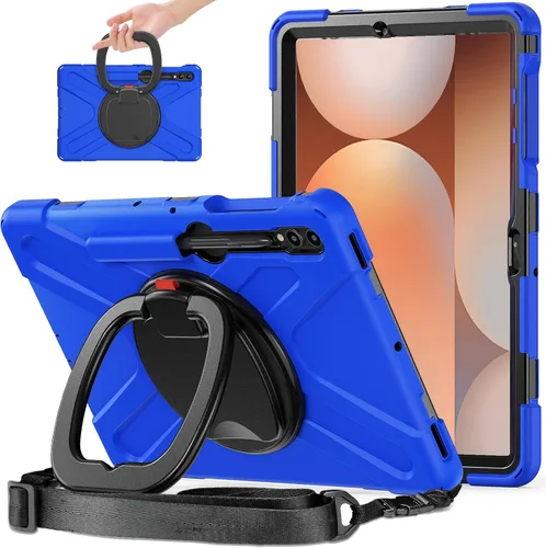 Vista 11 de 360 Rotation Case for Galaxy Tab ActivePro/Tab Active4 Pro/Active 5 Pro 10.1" Sturdy Cover Rotate Ring Stand Shoulder Carrying Strap Hand Strap