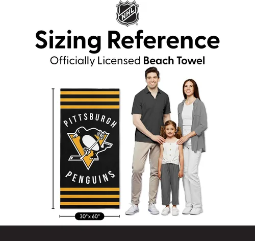 Vista 6 de Northwest NHL Pittsburgh Penguins - Toalla de playa, 30 x 60 pulgadas, rayas