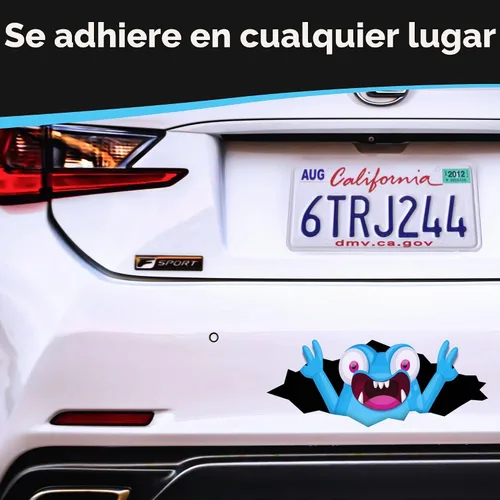 Vista 3 de Stickios Pegatinas de parachoques para automóviles – Peeking Monster Funny Car Sticker 11 x 4.25 pulgadas – Calcomanía de vinilo impermeable