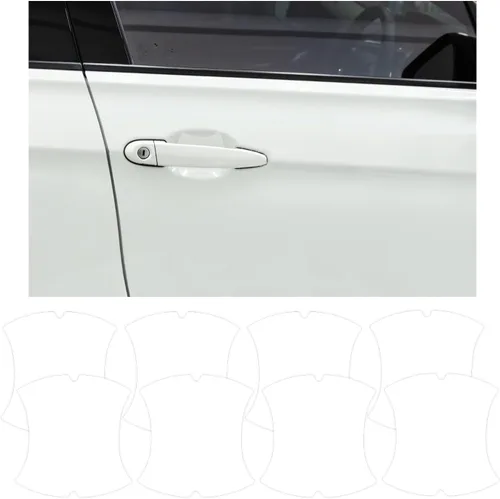 Vista 7 de Ziciner 4 calcomanías para manija de puerta de automóvil, textura de fibra de carbono, películas protectoras para manija de puerta automática