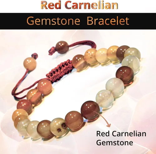 Vista 141 de Adjustable Crystal Bracelet – Gemstone Bead Bracelet with Adjustable Macrame String – Chic Gemstone Bracelet for Men and Women – 8mm Round Healing