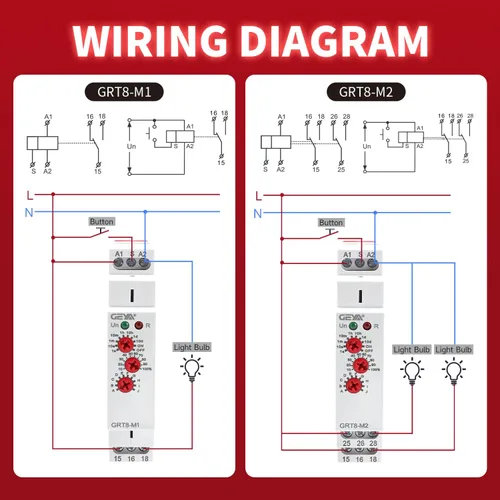 Vista 5 de Relé de tiempo multifunción 16A con 10 opciones de función relé AC/DC12V-240V (GRT8-M1, AC/DC12V-240V)