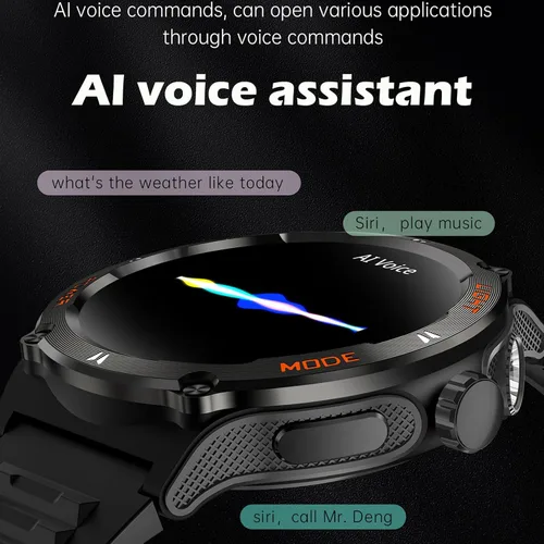 Vista 5 de Yihou Reloj inteligente con brújula y linterna, rastreador de actividad militar para Android iOS
