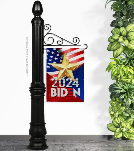 Vista 13 de Biden Harris bandera de jardín con bandera de voto, soporte de pared para el presidente patriótico demócrata republicano de la fiesta de té