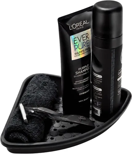 Vista 10 de madesmart Estante esquinero para bañera, organizador de baño con ventosa para champú, jabón, maquinillas de afeitar y accesorios de ducha, bandeja