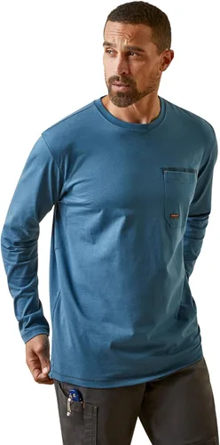 Vista 11 de Ariat Hombres Rebar Workman Logo Manga Larga Cuello Redondo Aguacate/Haya