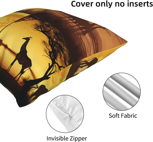 Vista 3 de Fundas de almohada decorativas de 16 x 16 pulgadas, fundas de almohada para sofá, animales de pastizales africanos, fundas de almohada cuadradas
