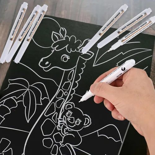 Vista 6 de Goldge 20 bolígrafos de pintura blanca – Marcadores acrílicos impermeables, marcadores permanentes de pintura blanca para metal, lienzo, vidrio