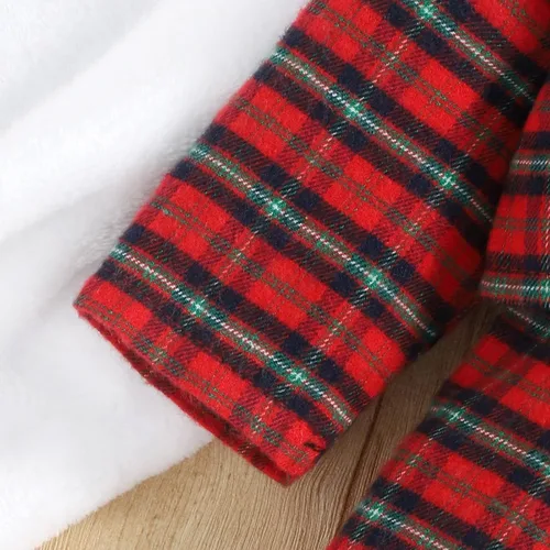 Vista 3 de Conjunto de 2 piezas de pantalones de manga larga para niñas pequeñas, manga larga, retazos, a cuadros, princesa, elástico