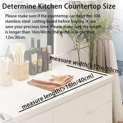 Vista 3 de Tablas de cortar de acero inoxidable resistentes de 3.0 libras para cocina, 15.7 x 11.8 pulgadas con doble labio, tablas de cortar pequeñas
