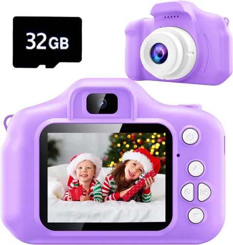 Vista 9 de Cámara de juguete para niños, regalos de Navidad, cumpleaños, festival para niños de 3 a 10 años, cámara de video digital HD para niños pequeños
