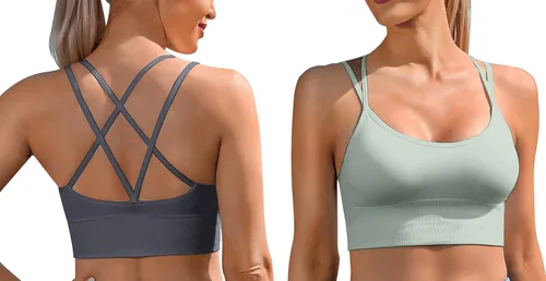 Vista 2 de Sykooria 3 Pack Strappy Sports Bra for Women Sexy Crisscross for Yoga Running Athletic Gym Workout Fitness Tank Tops