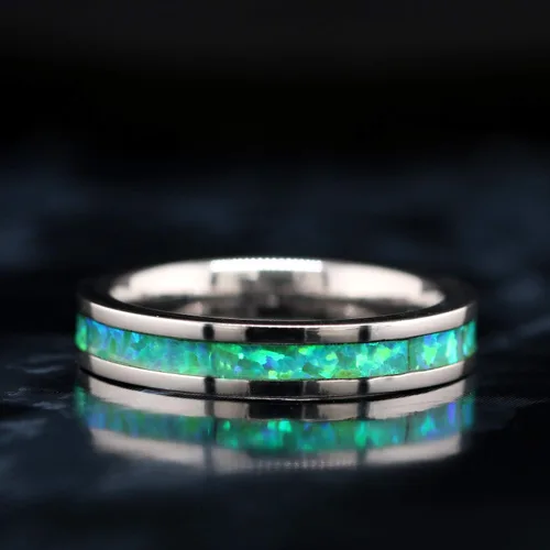 Vista 5 de Kingsway Jewelry Juego de anillos de ópalo verde