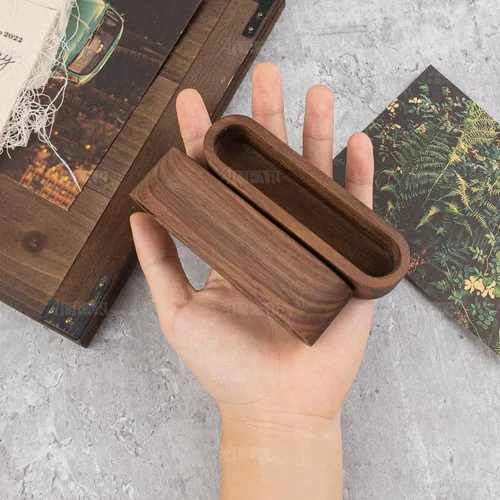 Vista 9 de AUEAR, Paquete de 2 tarjeteros de madera para escritorio, organizador de exhibición de madera, soporte de escritorio para oficina, mesa, rectangular