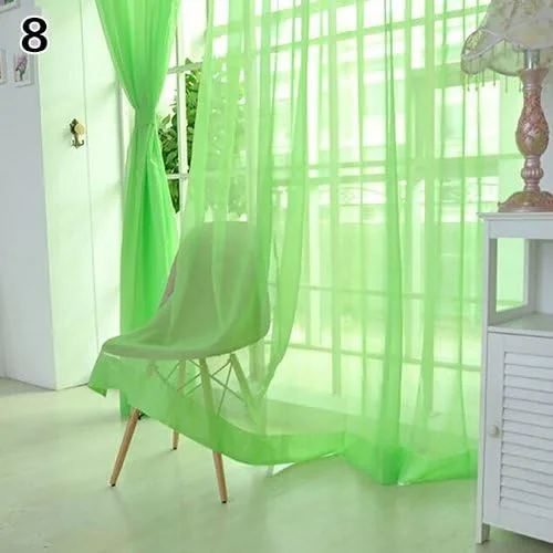 Vista 15 de Cenefas de Gauzy ligeras Cortina de ventana de puerta Cortina Sheer Home Wedding Decor - Negro