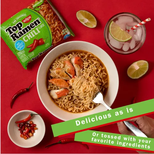 Vista 3 de Nissin Top Ramen Comida rápida y conveniente lista en minutos con agua caliente.