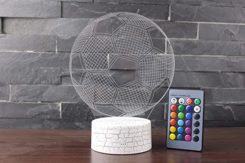 Vista 9 de 3D ilusión noche luz fútbol fútbol tres patrón 16 cambio de color lámpara de ilusión deportes lámpara de luz nocturna para niños niños
