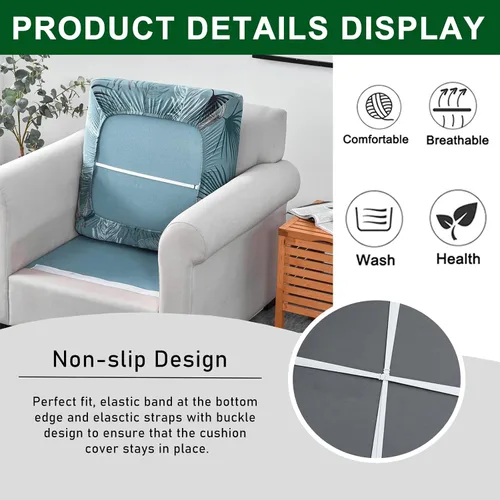 Vista 6 de CRFATOP Fundas elásticas de cojín de repuesto para sofá, fundas de asiento de sofá impresas, lavable, extraíble, protector de muebles individual
