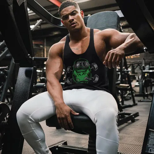 Vista 2 de GYMAPE Camiseta sin mangas de algodón para hombre con dobladillo de arco