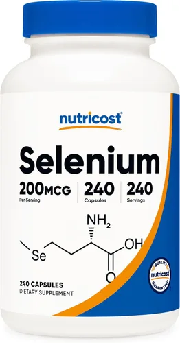 Vista 10 de Nutricost Selenio 200mcg, 240 cápsulas vegetales (2 botellas) - Sin OMG, sin gluten, L-selenometionina