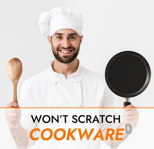 Vista 6 de Cuchara de cocina de madera de acacia, cucharas de servir para mezclar y agitar, utensilios de cocina antiadherentes, cucharón para sopa, guisos