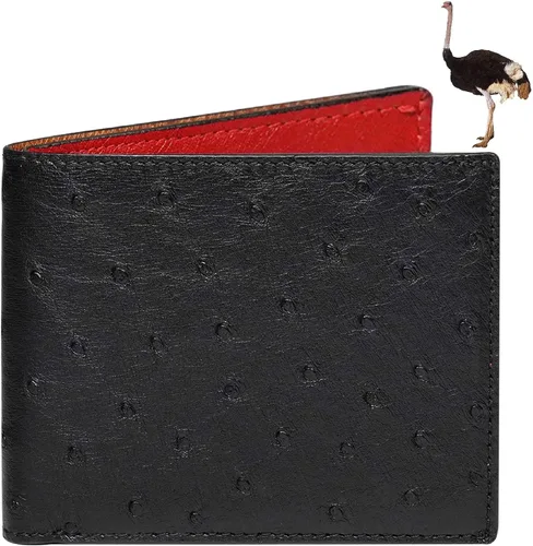 Vista 13 de HATA Billetera de piel plegable de cocodrilo para hombre, con bloqueo RFID, hecha a mano para papá, marido, hijo, profesor