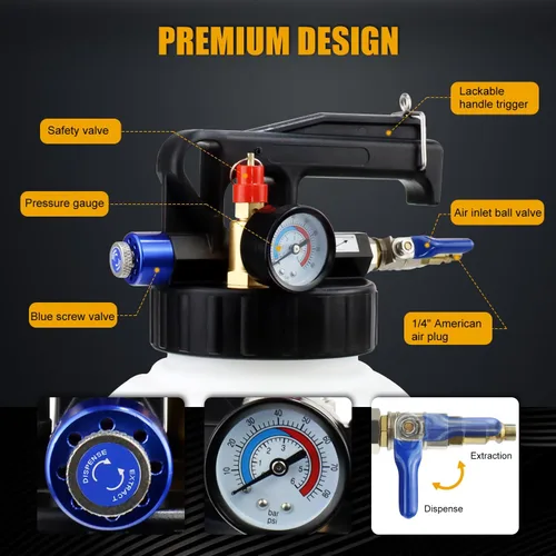 Vista 3 de Kit de bomba de transferencia de fluidos de transmisión, extractor de fluido neumático de 10L y herramienta dispensadora con adaptador para llenado
