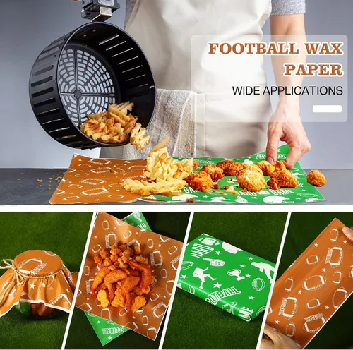 Vista 6 de Pajean 100 bandejas de fútbol para servir: 50 botes de papel para servir alimentos de fútbol americano de 1.1 libras con 50 papeles de revestimiento